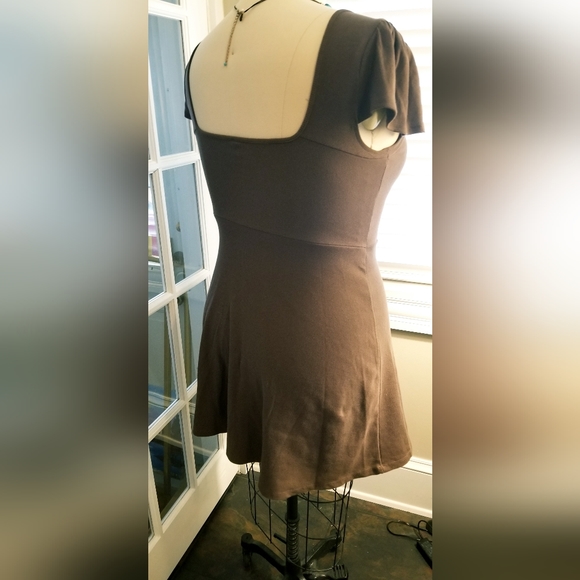 NEW Target Wild Fable brown 🤎 stretch cotton cap sleeve flared skater dress XXL - Picture 3 of 5